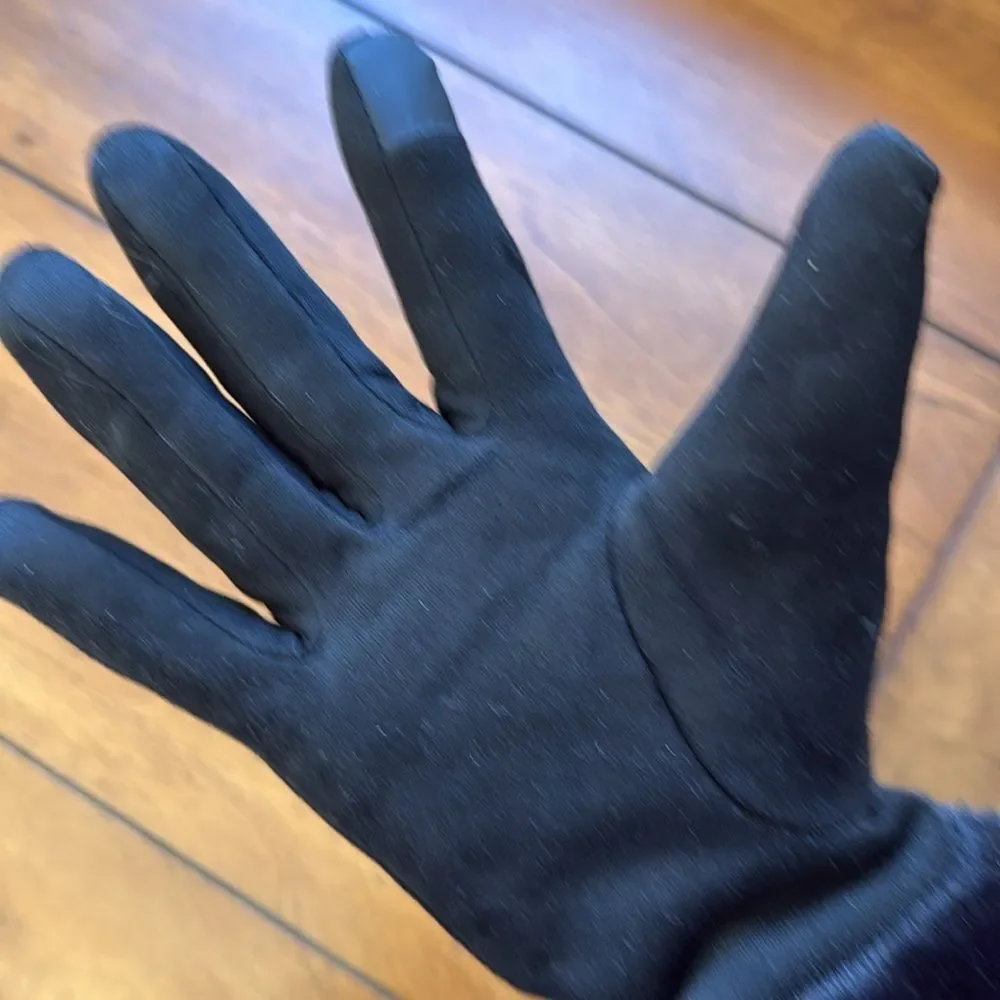 Black Warm Winter Touchscreen Gloves - Faux Suede & Faux Fur